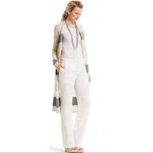 Cabi 5079 Piazza White Linen Drawstring Pull-On Wide Leg